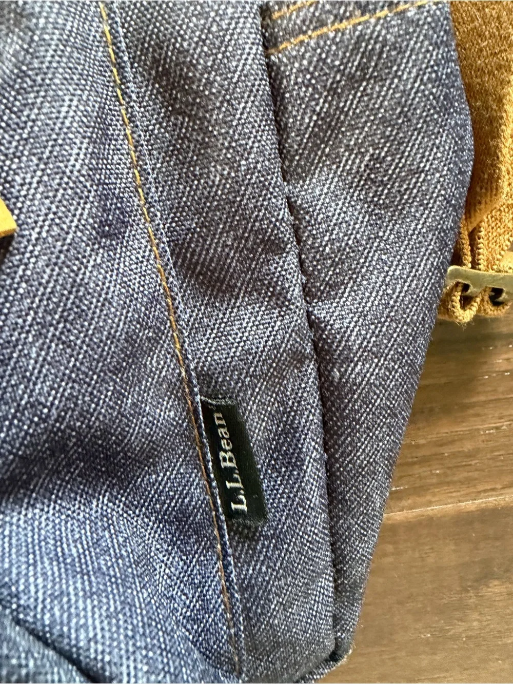 LLBean Classic Denim-look  Backpack with Camel Colored Accents